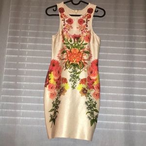 Sexy White Floral Halter bodycon knee length dress!